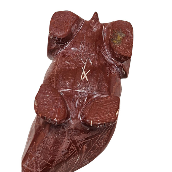 Native American Zuni Bear Fetish Derrick Kaamasee Pipestone Carving Turquoise 4" - Picture 3 of 16